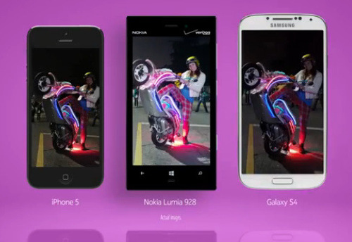 Nokia dùng iPhone 5 và Galaxy S4 ‘làm nền’ cho Lumia 928
