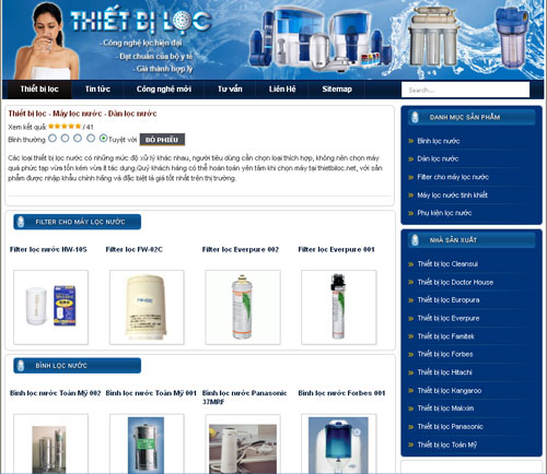 Thiết bị lọc – Lọc nước – Giới thiệu web