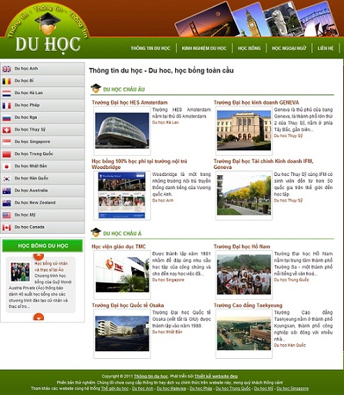 Thông tin du học – Du hoc, học bổng toàn cầu – Giới thiệu web