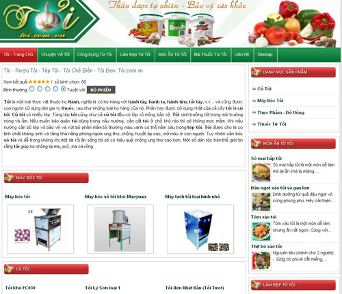 Tỏi – Những vấn đề về tỏi – Giới thiệu web